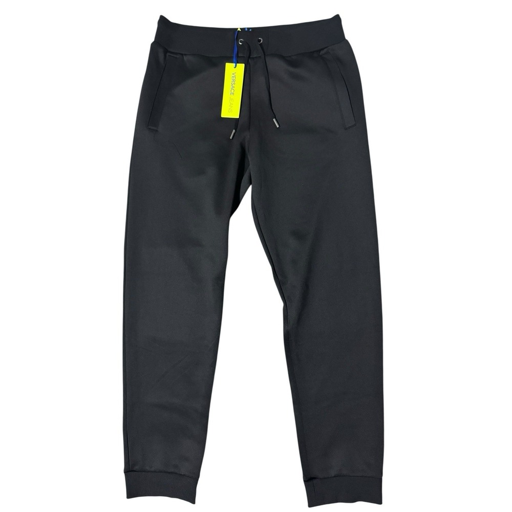 Versace Jeans Black Neoprene Jogger Pants Mens Size S Designer Athleisure New